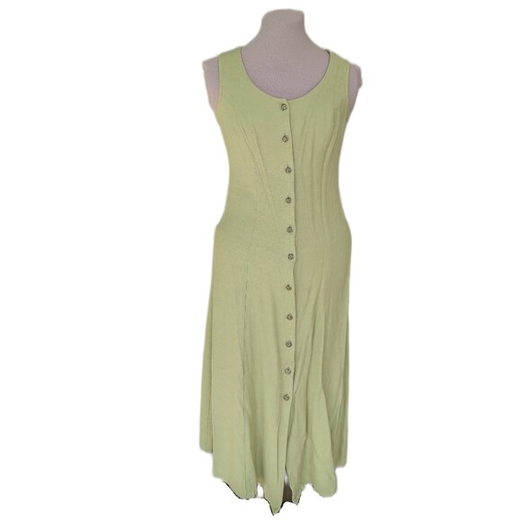 Green Vintage Button Front Dress - Picture 1 of 5